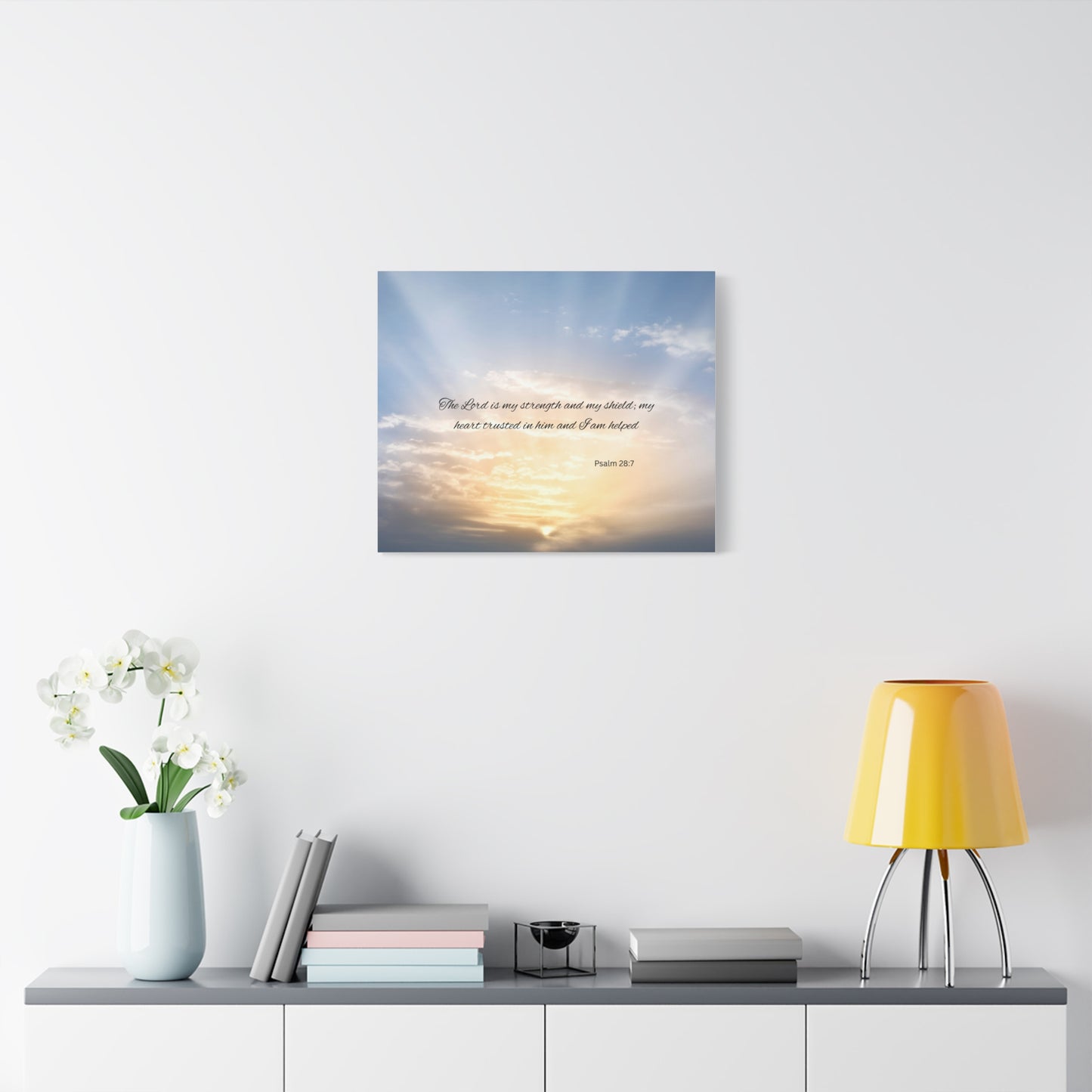 Inspirational Canvas Art, Motivational Wall Decor, Psalm 28:7 Print, Uplifting Home Decor, Gift for Faith