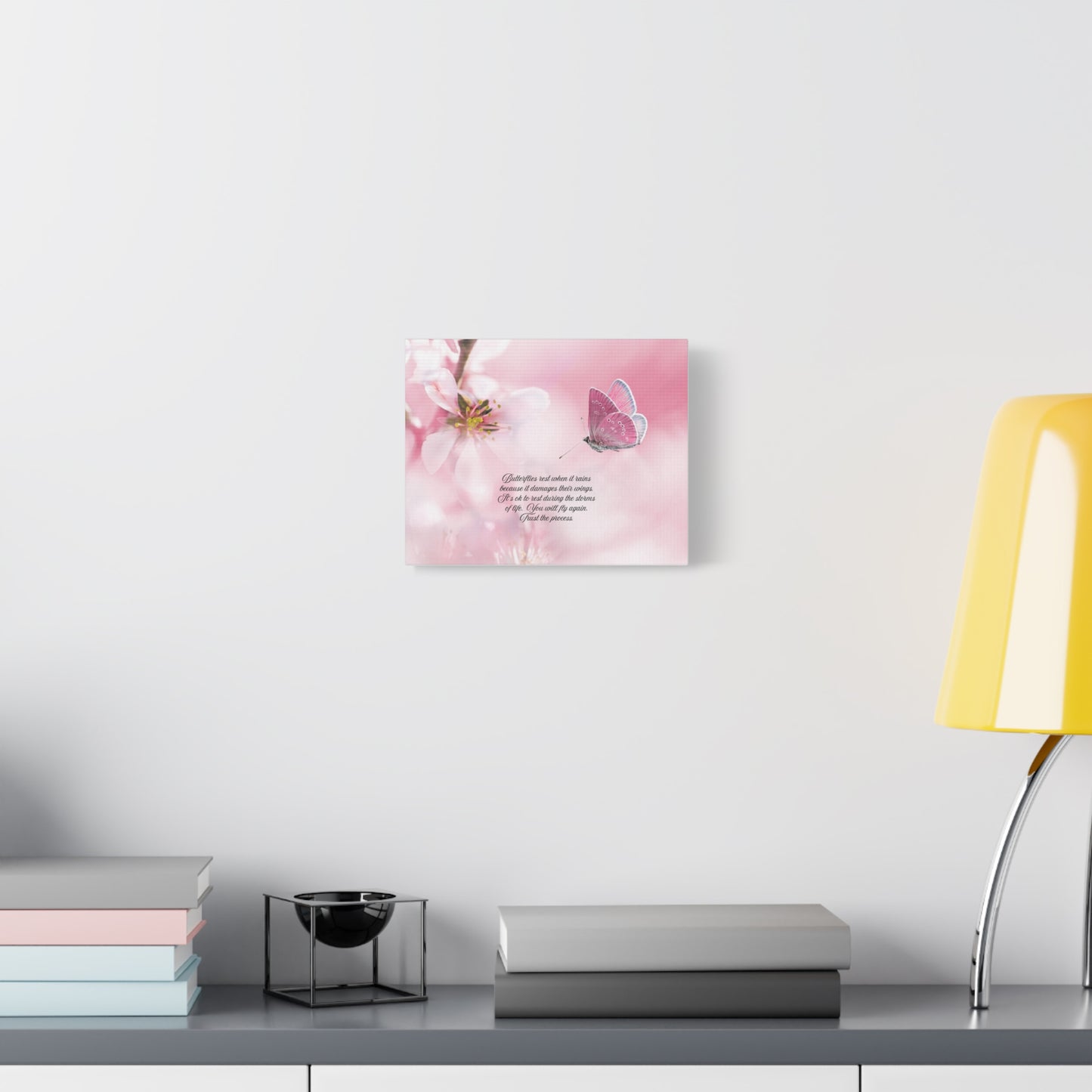 Pink Butterfly Canvas Wall Art, Inspiring Home Decor, Floral Artwork, Gift for Nature Lovers, Spring Decor