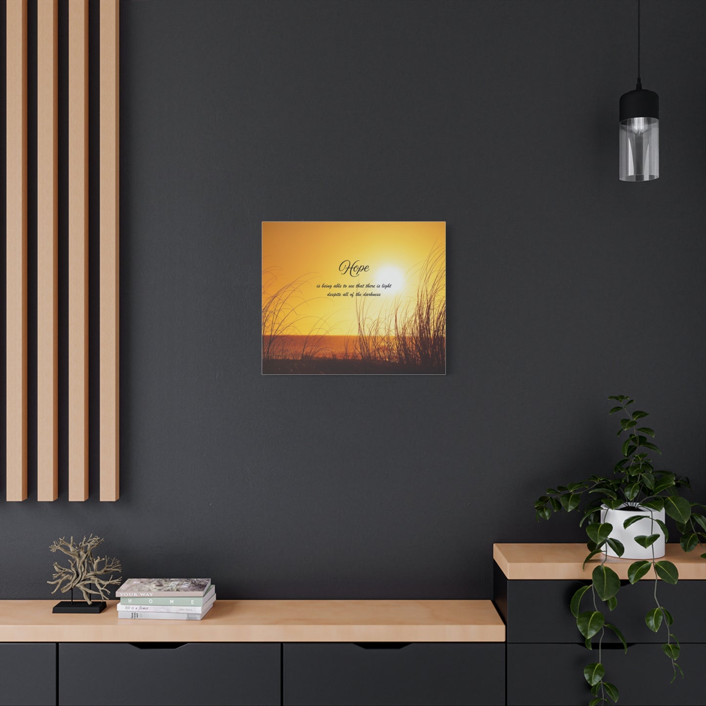 Hope Sunrise Canvas Wall Art — Inspirational Quote Beach Print