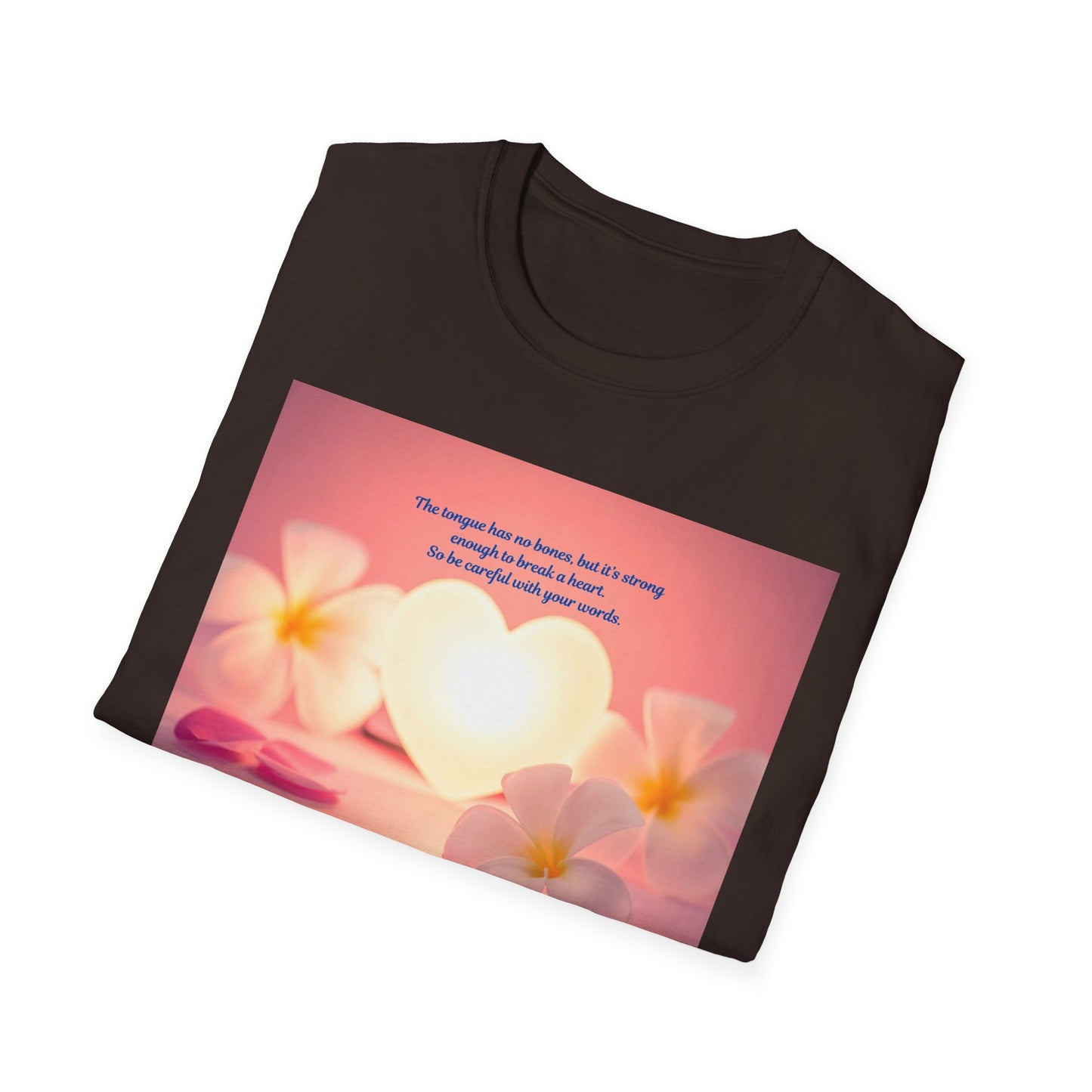 Inspirational Heart & Plumeria T-Shirt – 'The stronger the love...' Motivational Floral Tee