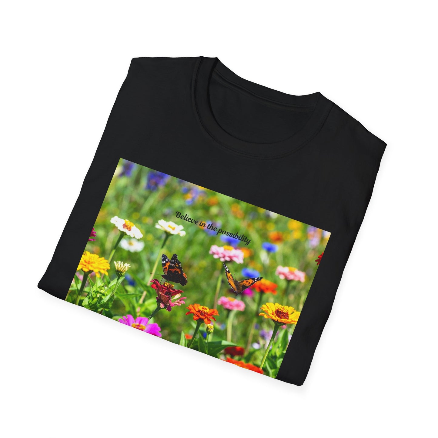 Vibrant Floral Butterfly T-Shirt - Nature Lover Gift, Spring Fashion, Eco-Friendly Apparel, Outdoor Wear, Garden Party Outfit