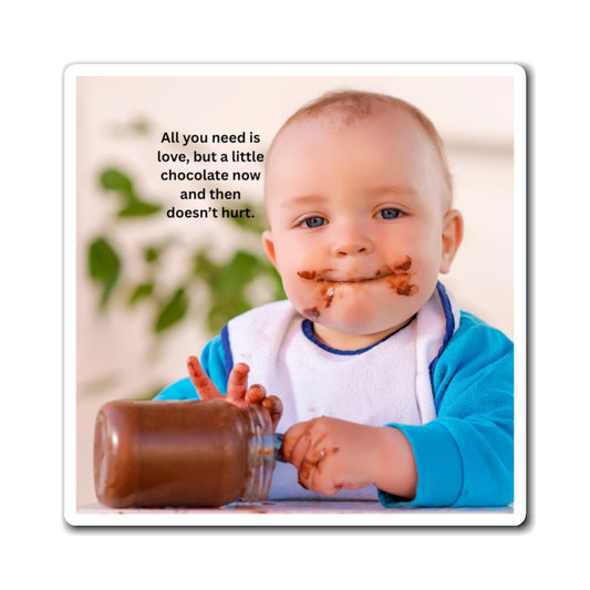 Chocolate Love Magnet, Cute Baby Magnet, Funny Kitchen Decor, Gift for Moms, Baby Shower Ideas