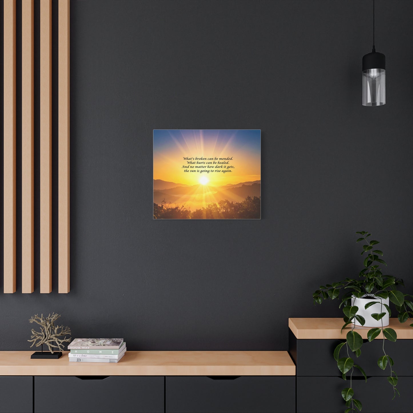 Sunrise Inspirational Canvas - "What's broken can be mended" Wall Art