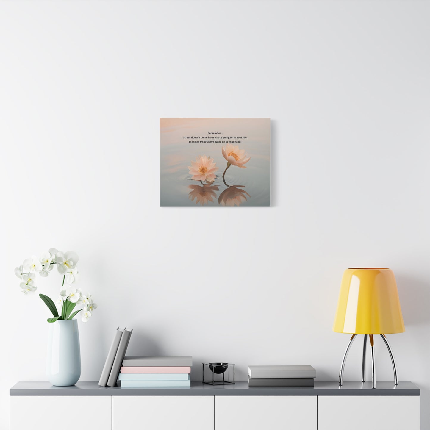 Matte Canvas Wall Art – 'Remember... Stress Doesn't Come From What’s Going On in Your Life' Floral Meditation Print