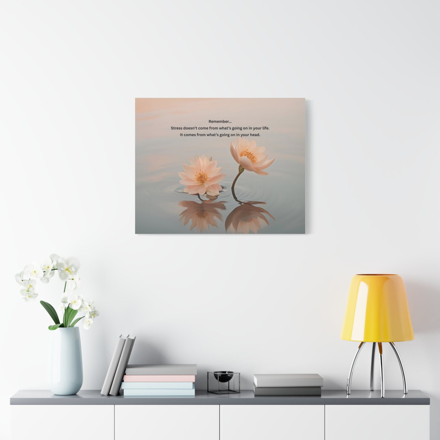 Matte Canvas Wall Art – 'Remember... Stress Doesn't Come From What’s Going On in Your Life' Floral Meditation Print