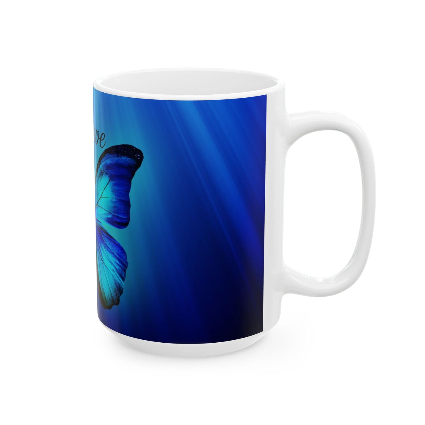 Elegant Butterfly Art Mug - "Believe" Coffee Cup, Inspirational Gift, Butterfly Lover's Mug, Home Decor, Unique Drinkware