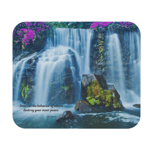 Tranquil Waterfall Mouse Pad, Serene Desk Accessory, Nature Lover Gift, Office Decor, Inspirational Quote