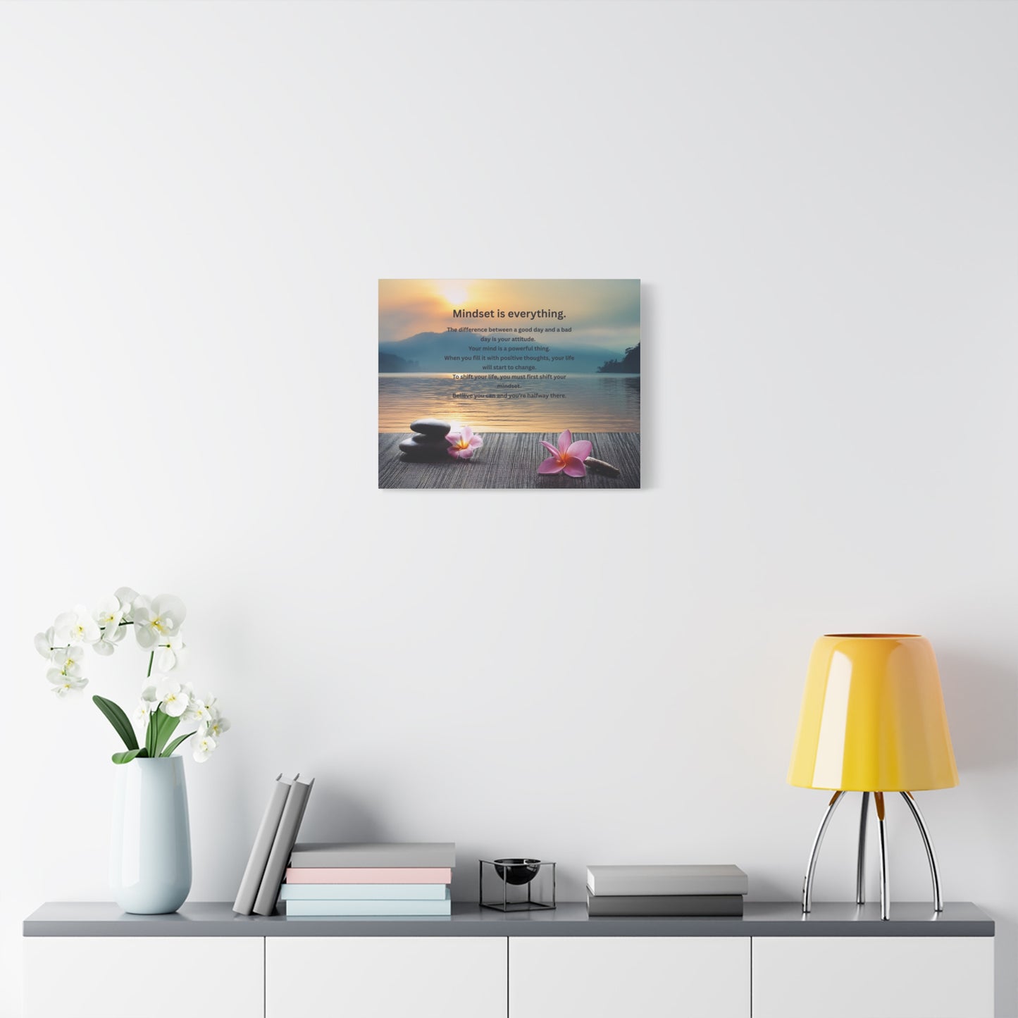 Canvas Wall Art - "Mindset is Everything" Inspirational Zen Sunset Quote