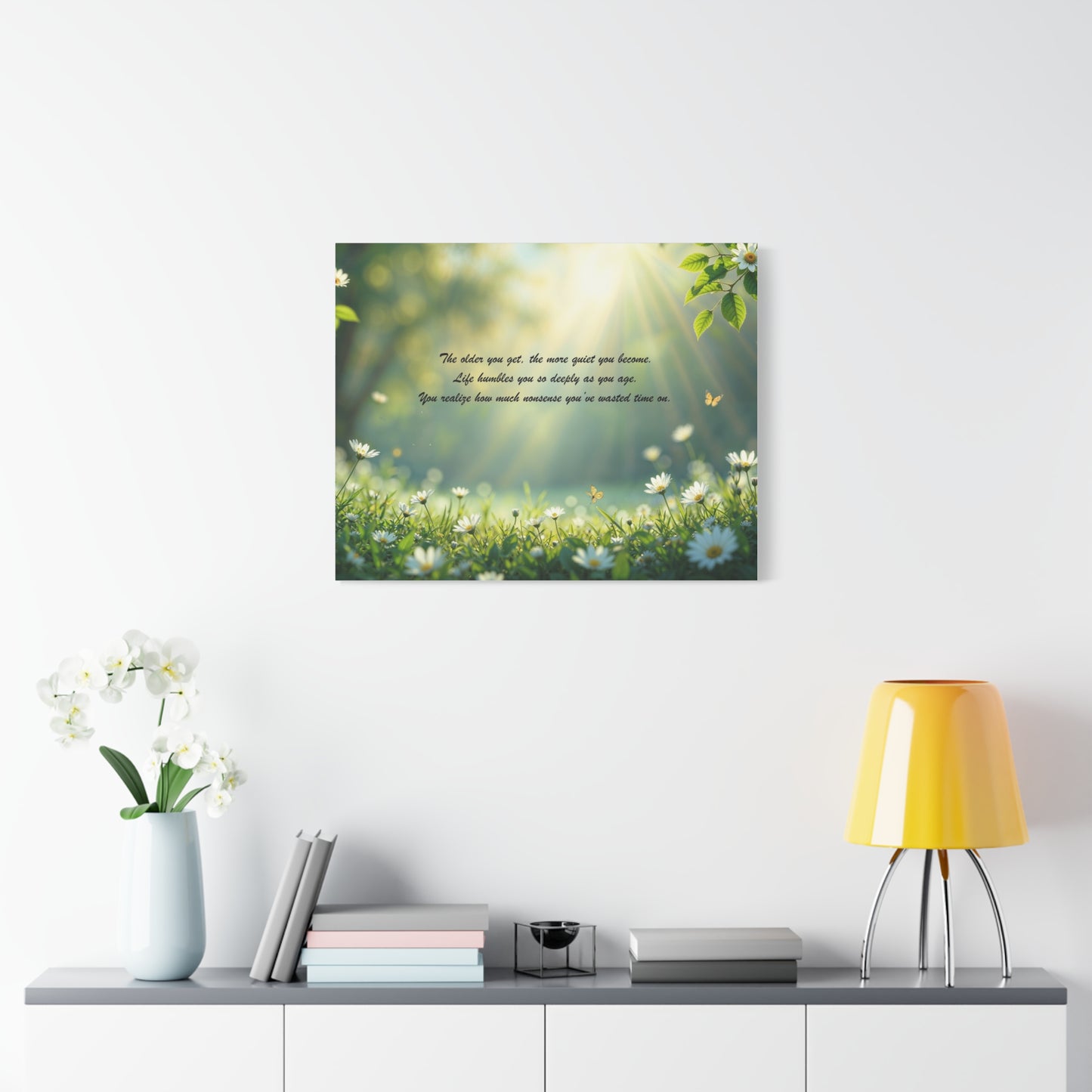 Sunlit Daisy Meadow Canvas Print – Inspirational Quote Wall Art