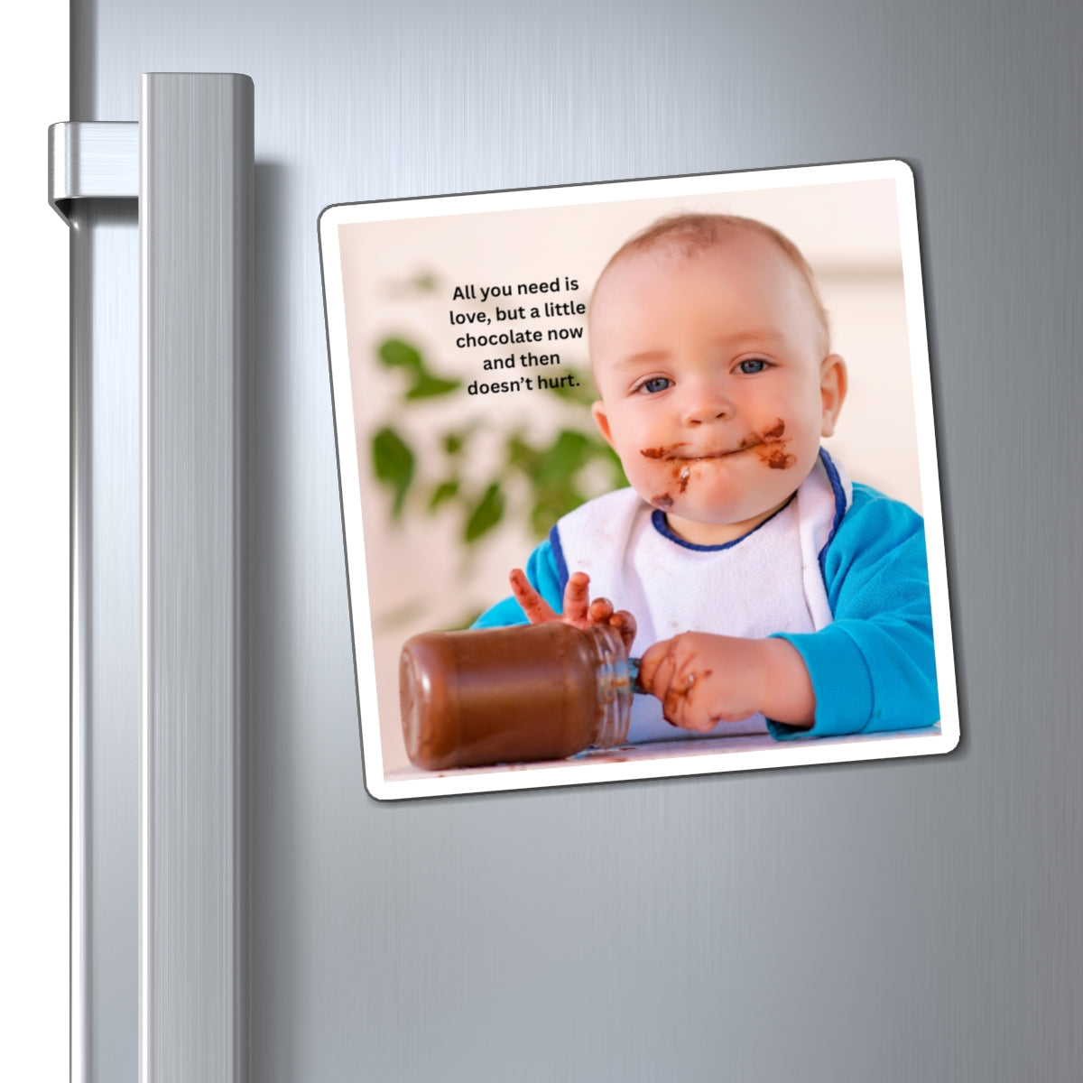 Chocolate Love Magnet, Cute Baby Magnet, Funny Kitchen Decor, Gift for Moms, Baby Shower Ideas