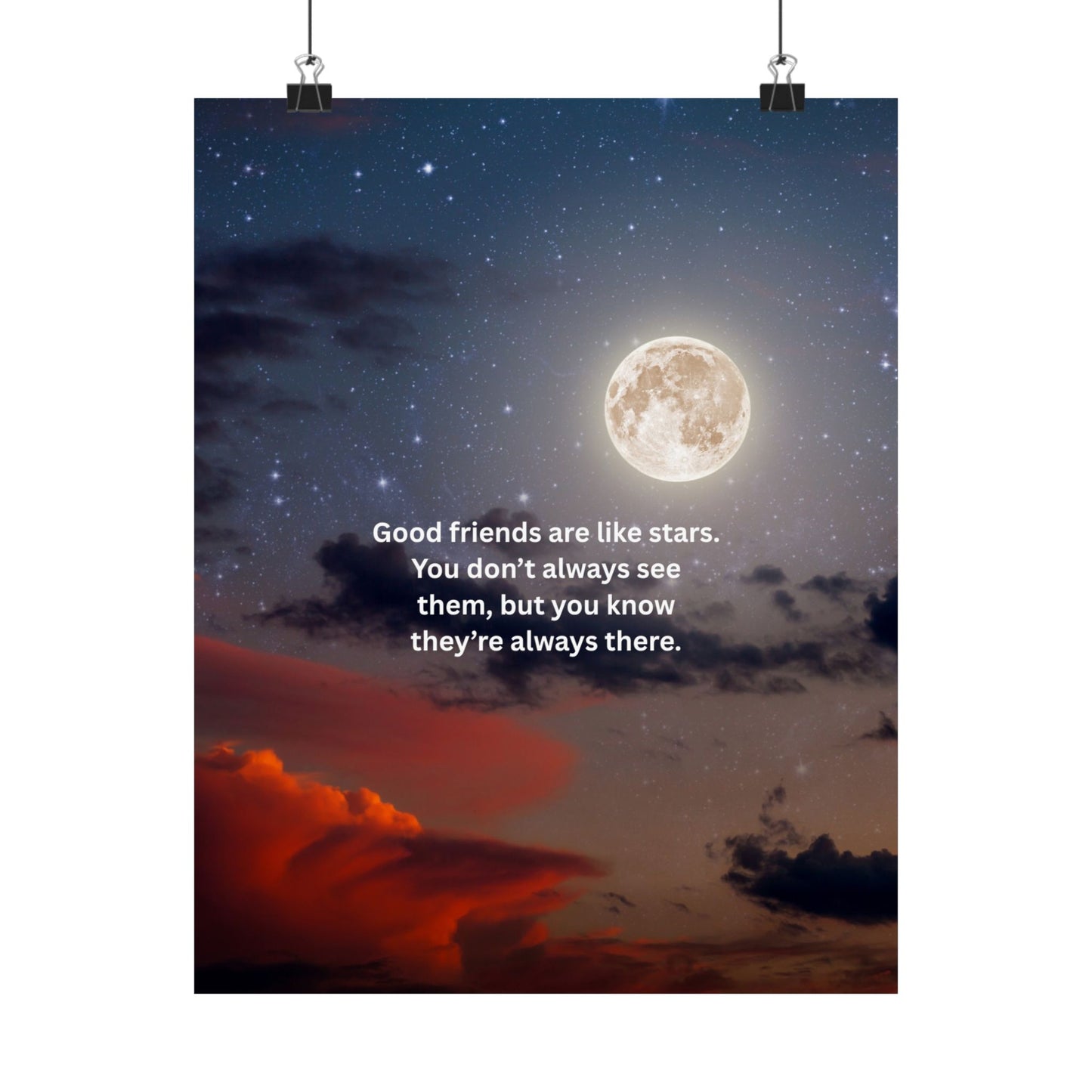 Friendship Moon Poster — Matte Vertical Inspirational Wall Art