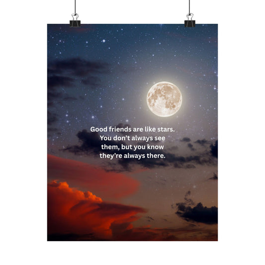Friendship Moon Poster — Matte Vertical Inspirational Wall Art