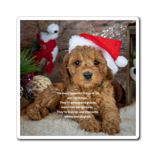 Christmas Puppy Photo Magnet with Sentimental Quote