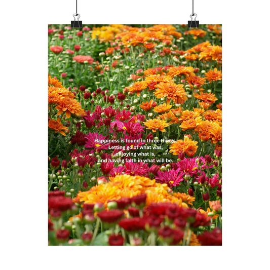 Inspirational Floral Art Print, Matte Vertical Poster, Motivational Wall Decor, Positive Vibes Home Decor, Flower Print