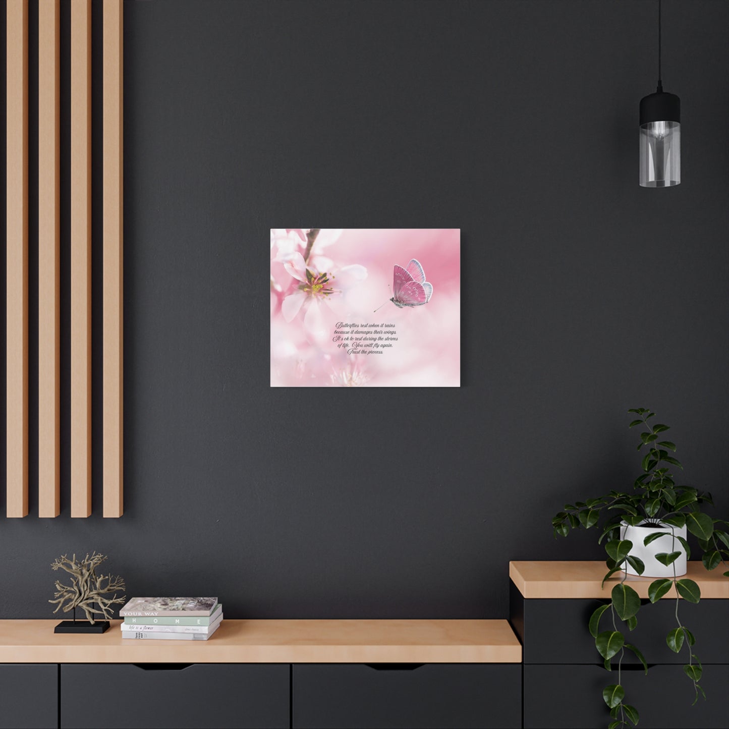 Pink Butterfly Canvas Wall Art, Inspiring Home Decor, Floral Artwork, Gift for Nature Lovers, Spring Decor