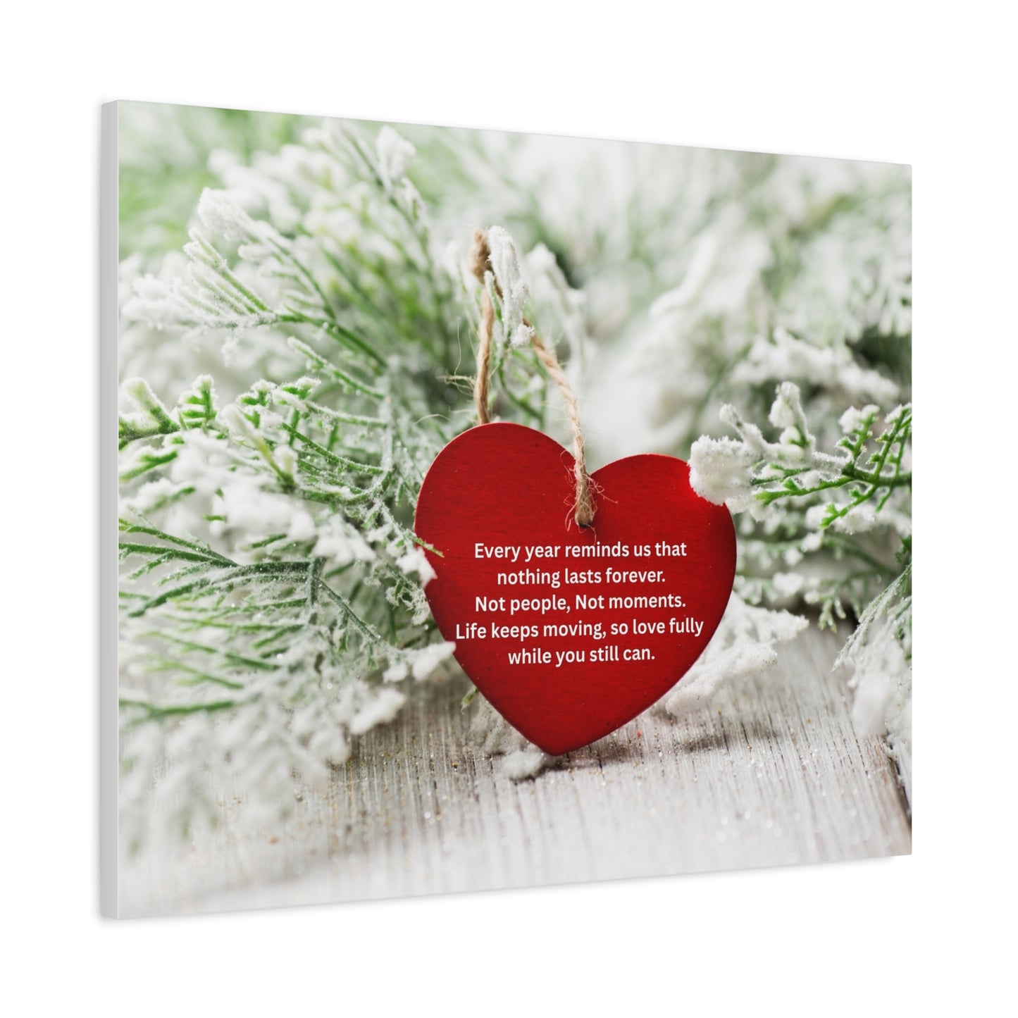 Canvas Wall Art - Red Heart Ornament with Inspirational Quote (Matte Stretched Canvas)