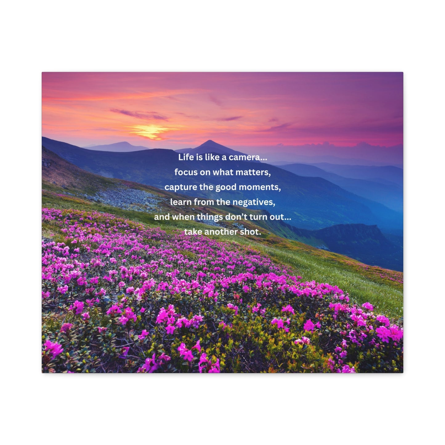 Inspirational Photography Quote Canvas — "Life is like a camera" Stretched Wall Art
