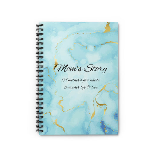 Mom's Story Spiral Notebook - A Mother's Journal to Share Life & Love, Birthday Gift for Moms, Keepsake Journal, Blue Marble Design