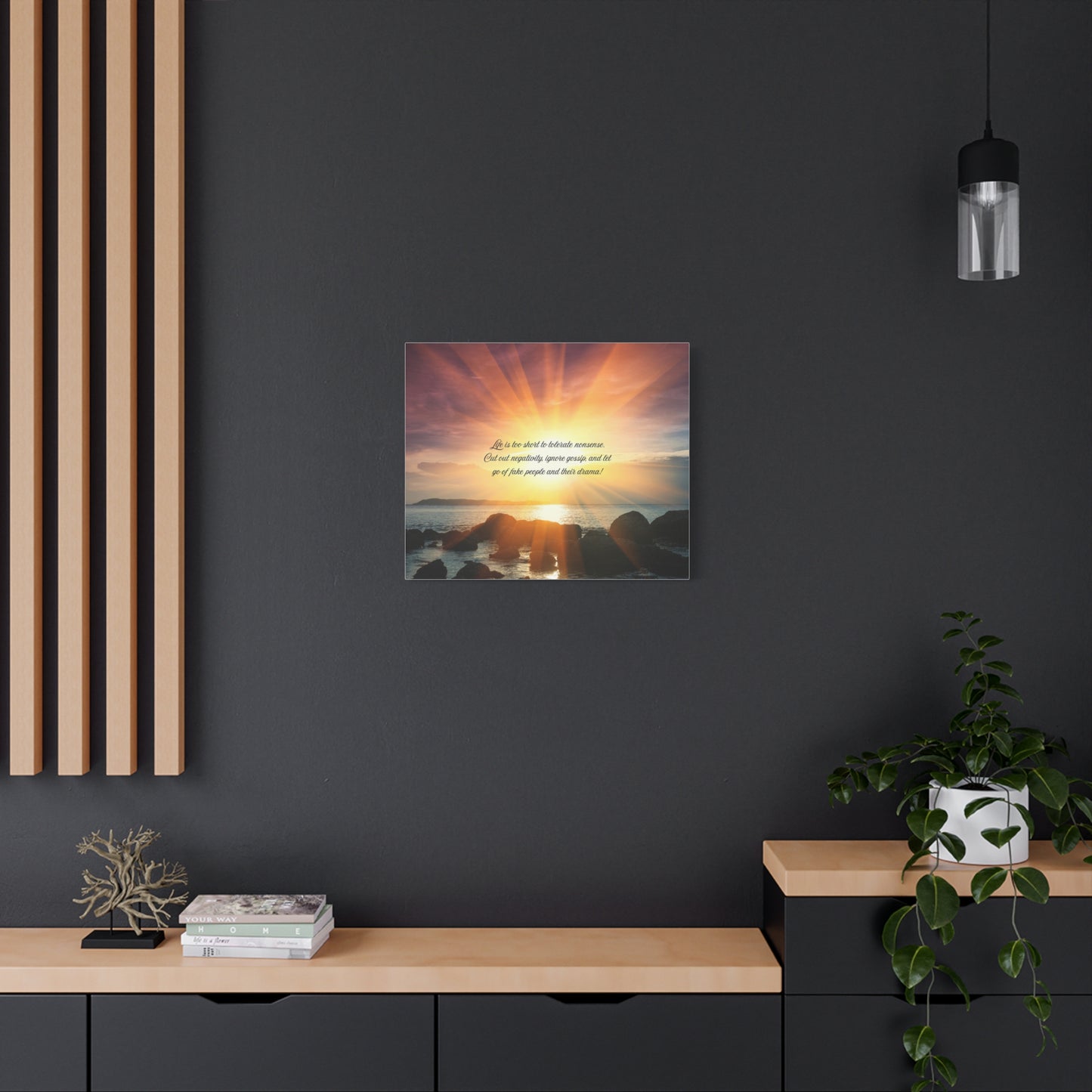 Inspirational Wall Art Canvas, Motivational Home Decor, Positive Quote Print, Beach Sunset Artwork, Gift for Friends