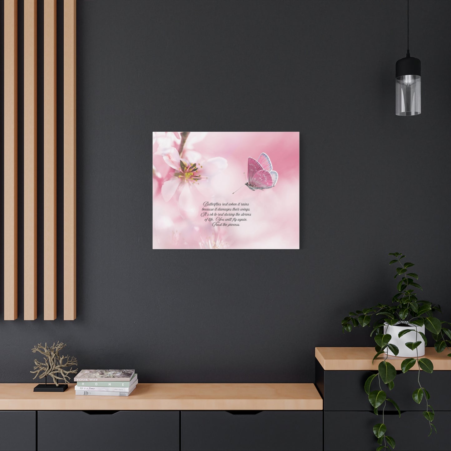 Pink Butterfly Canvas Wall Art, Inspiring Home Decor, Floral Artwork, Gift for Nature Lovers, Spring Decor