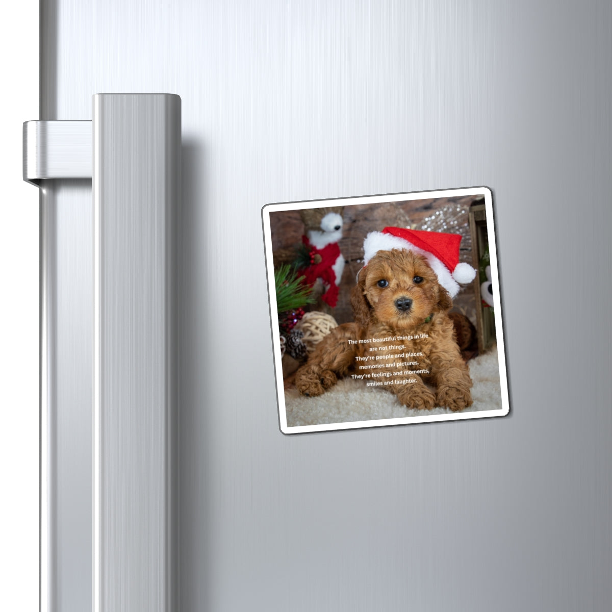 Christmas Puppy Photo Magnet with Sentimental Quote