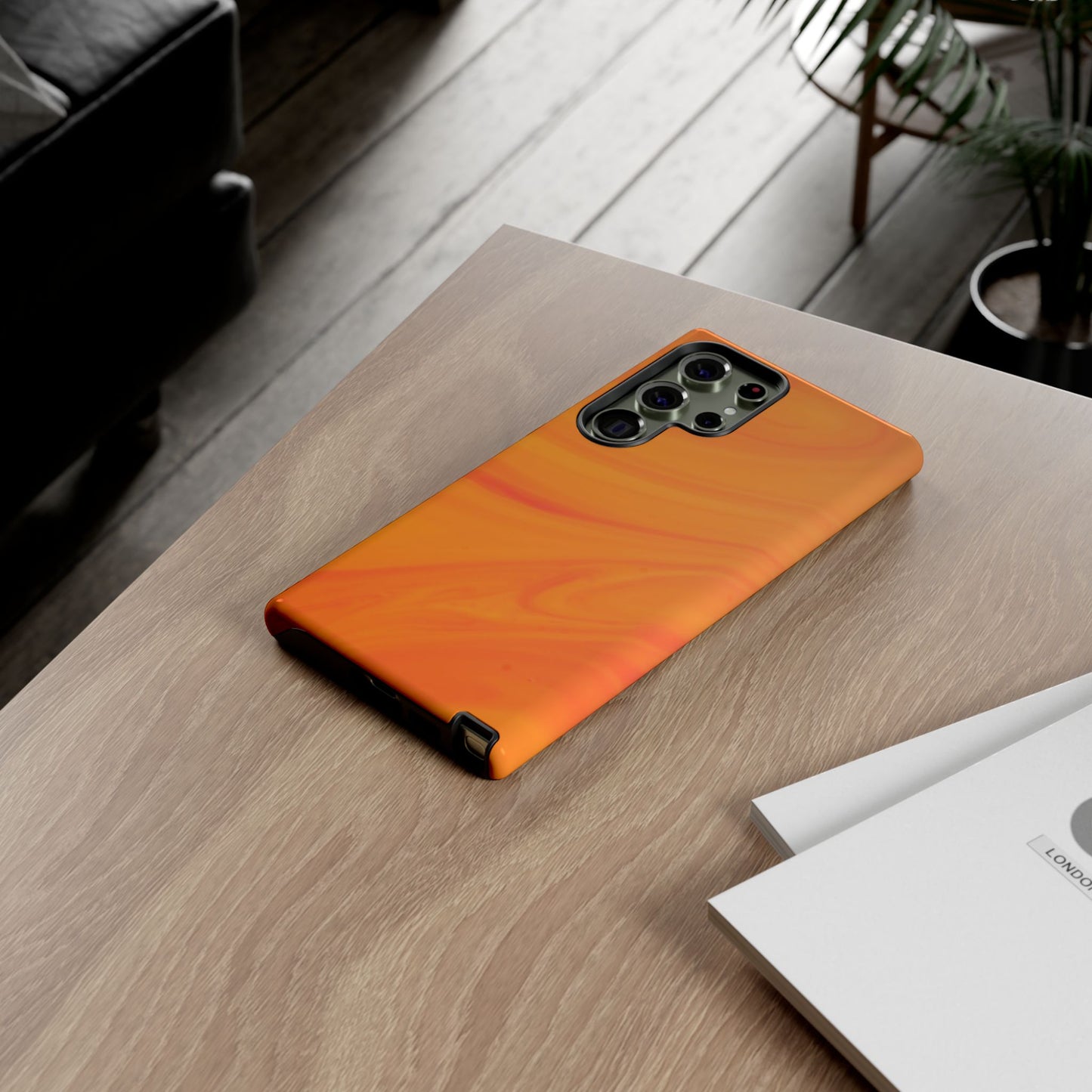 Tough Cases, Beautiful Orange Marble Design