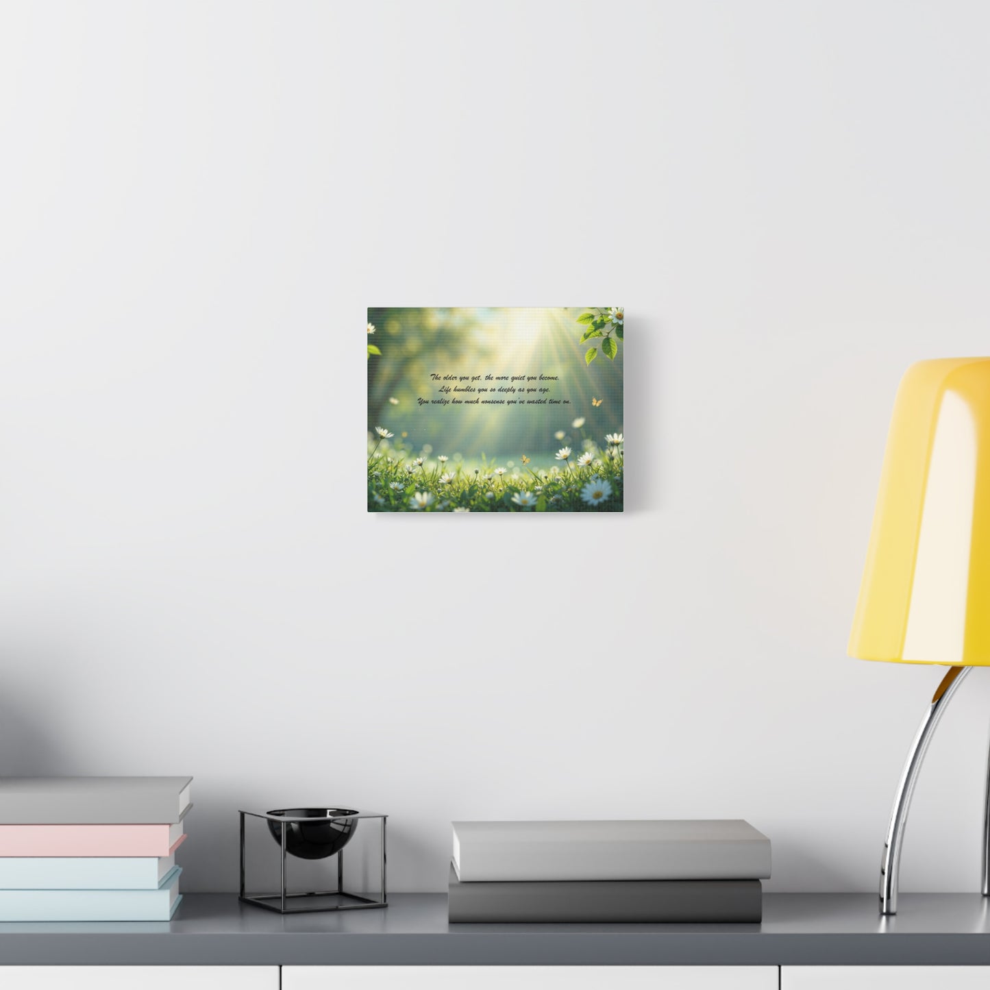 Sunlit Daisy Meadow Canvas Print – Inspirational Quote Wall Art