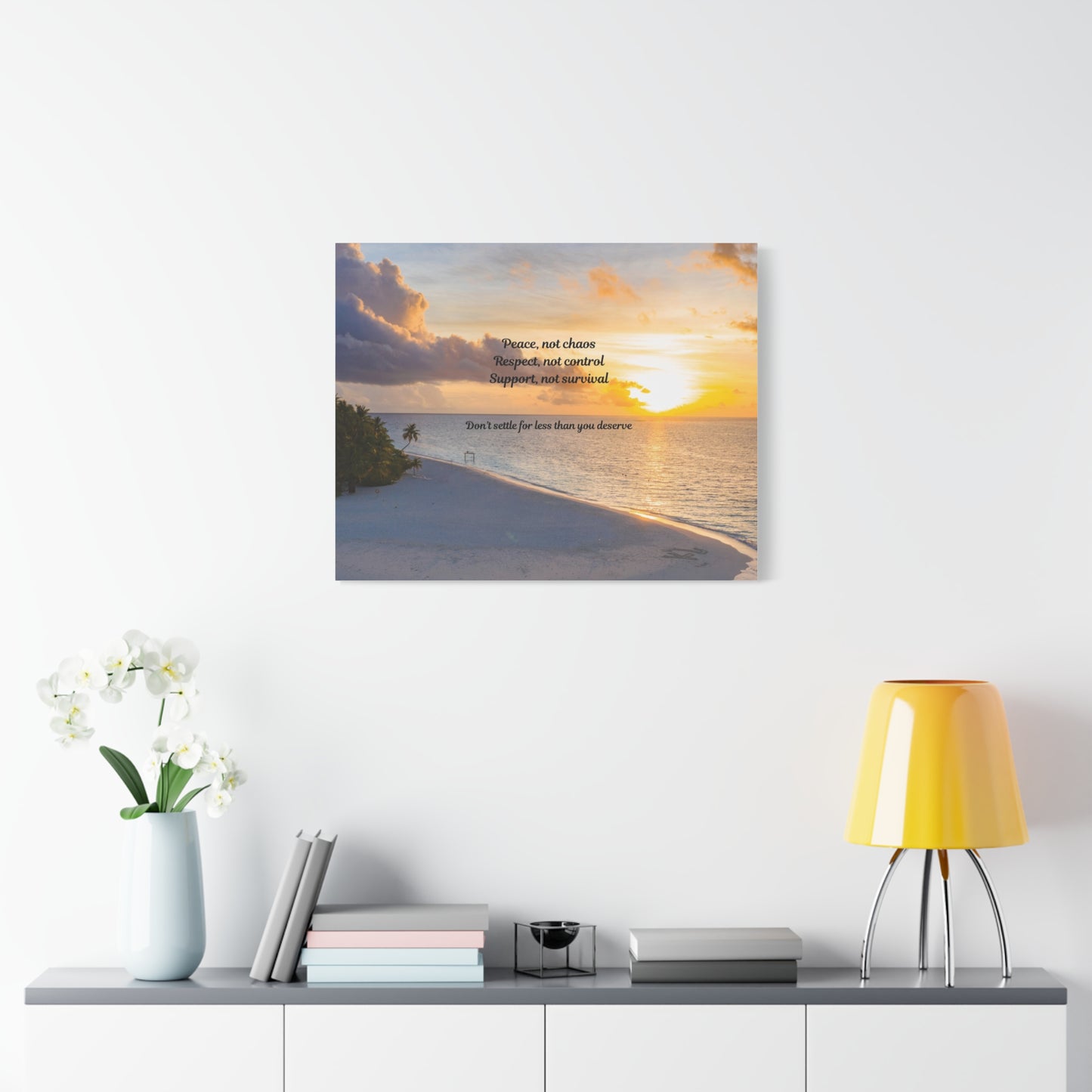 Inspirational Wall Art Canvas Print, Motivational Home Decor, Beach Sunset Art, Gift for Her, Positive Affirmation Decor