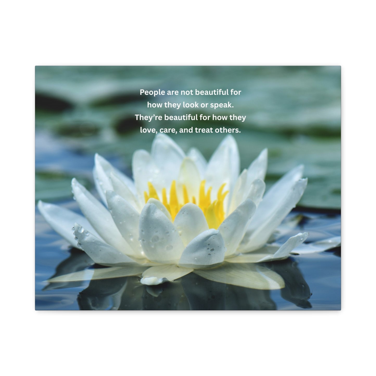 Lotus Wall Canvas – "People are not beautiful for how they look" Inspirational Quote Art