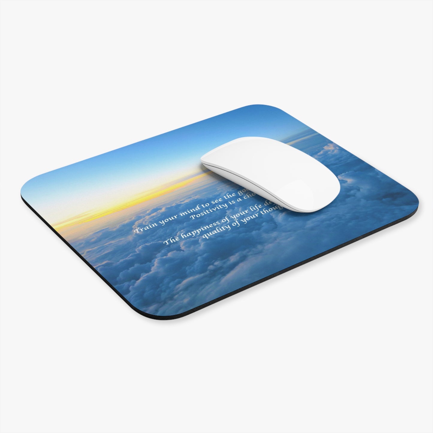 Inspirational Sky Mouse Pad – 'Train your mind to see the good' Motivational Desk Mat