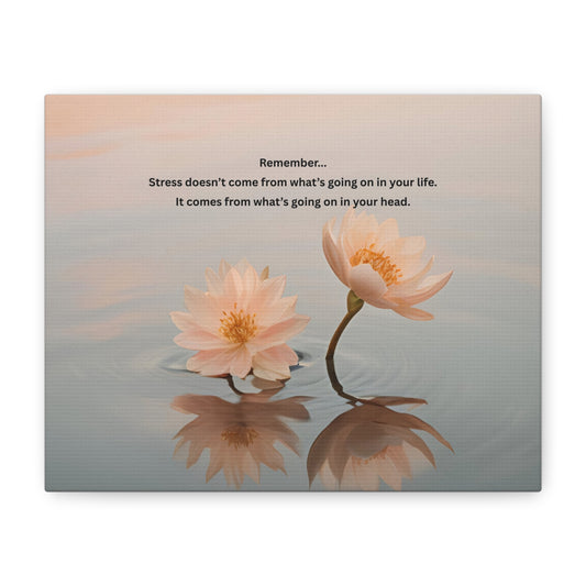 Matte Canvas Wall Art – 'Remember... Stress Doesn't Come From What’s Going On in Your Life' Floral Meditation Print