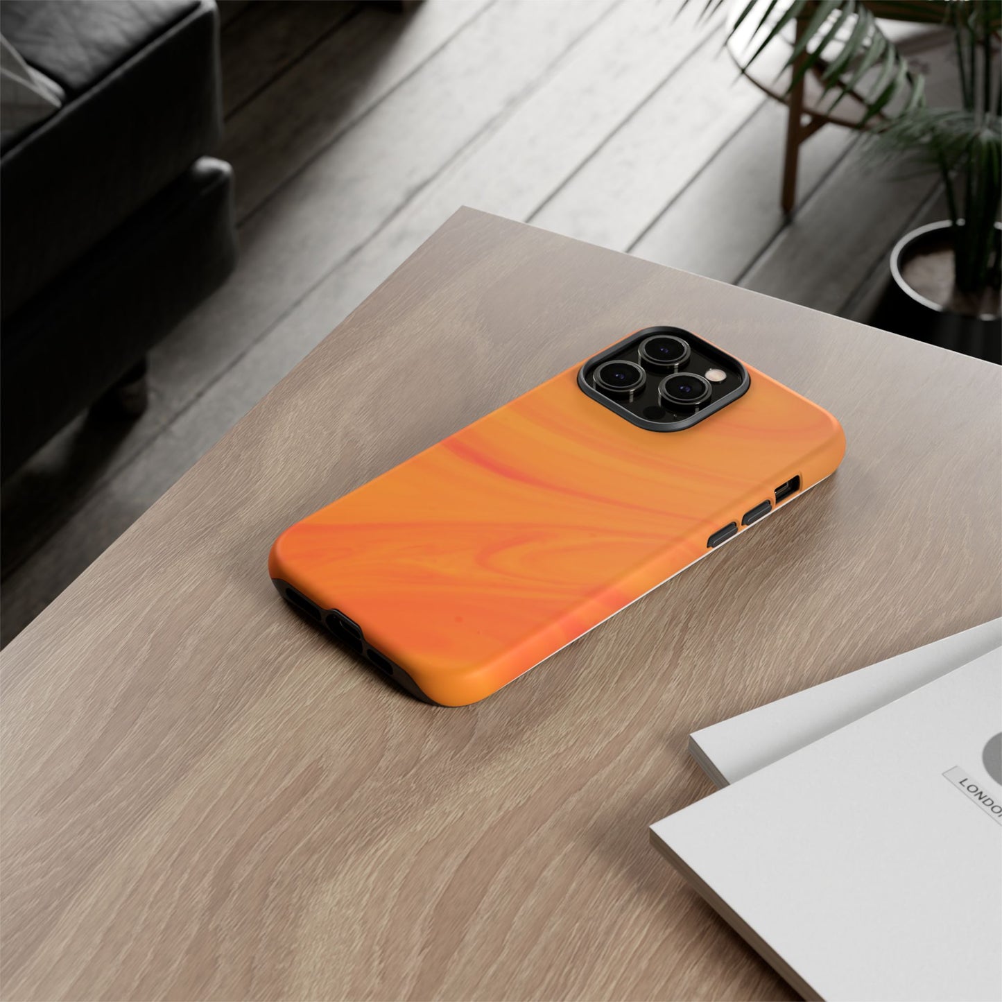 Tough Cases, Beautiful Orange Marble Design
