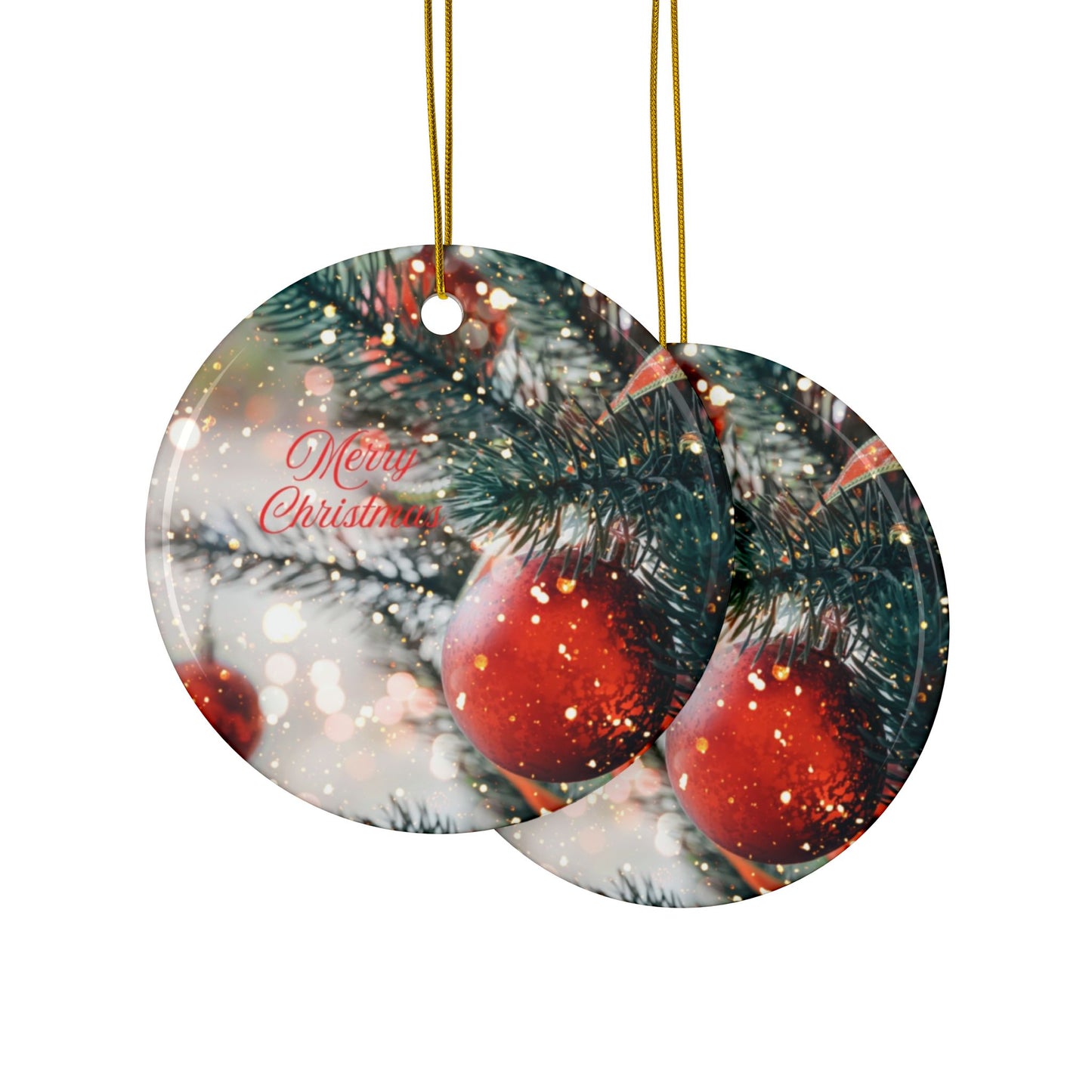Festive Ceramic Ornaments - Double-Sided Christmas Decorations, Holiday Gift, Tree Ornaments, Seasonal Decor, Merry Christmas