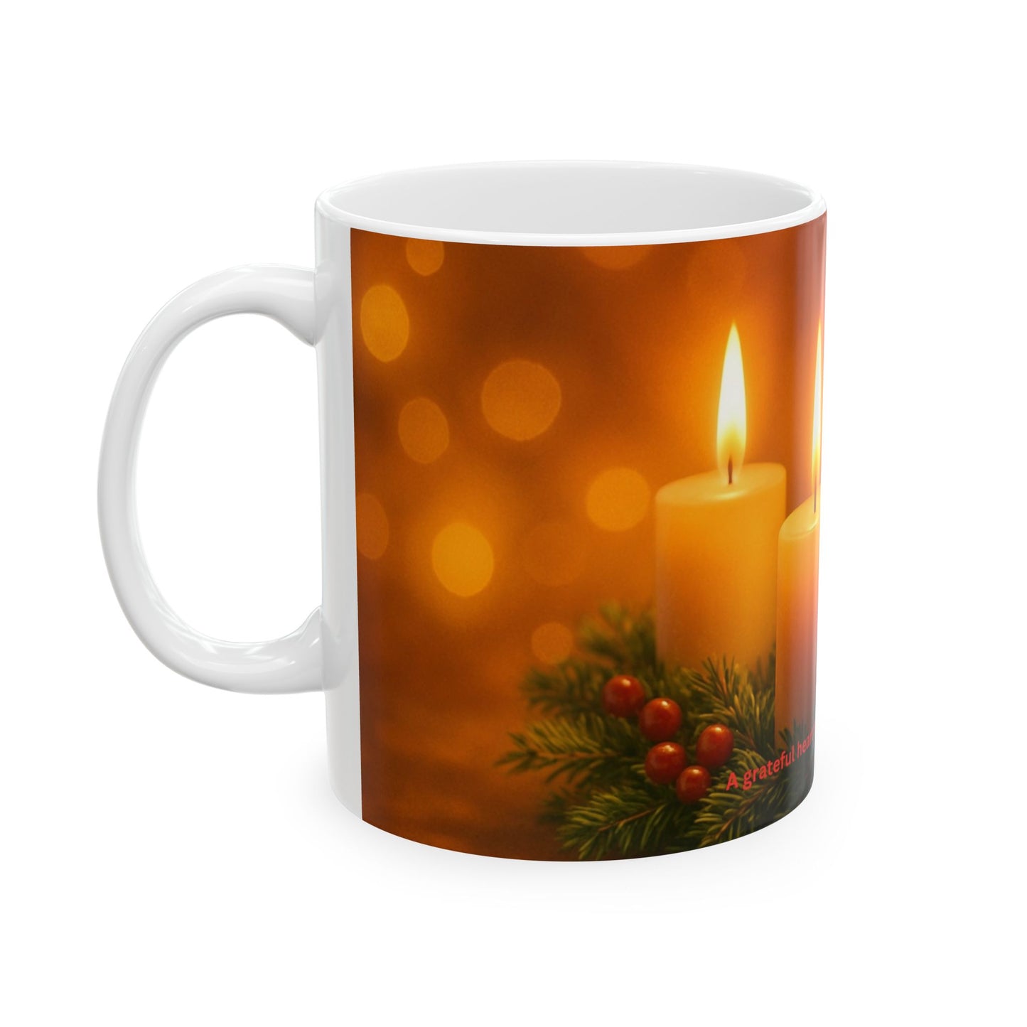Christmas Candle Ceramic Mug - Cozy Holiday Tea Coffee Cup (11oz & 15oz)