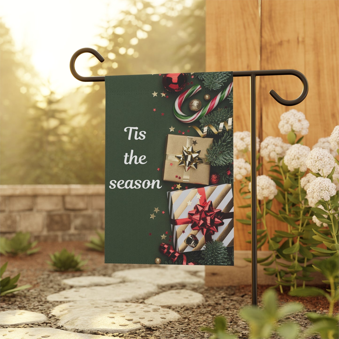 Christmas Garden Flag - "Tis the Season" Holiday House Banner