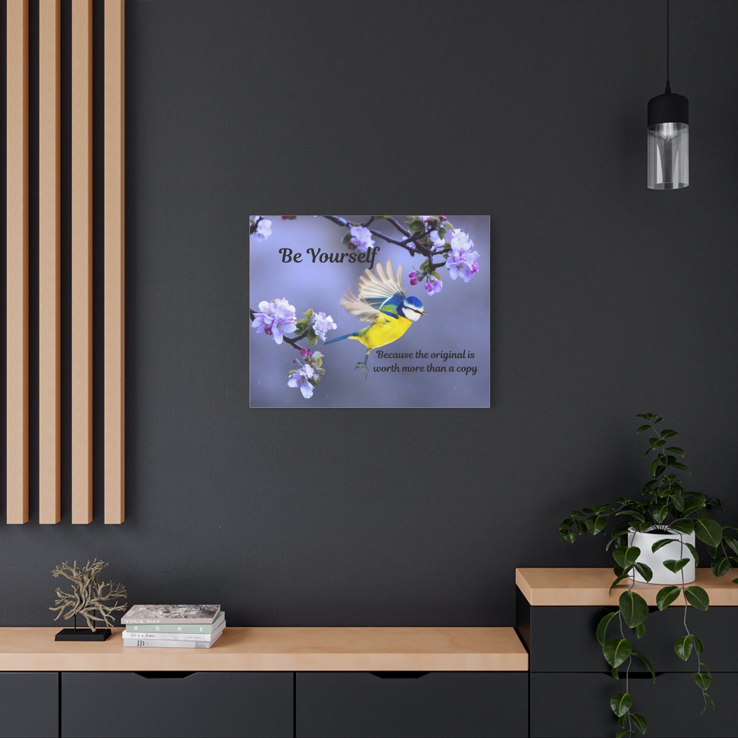 Inspirational Bird Canvas Wall Art, Be Yourself Quote, Home Decor, Nature Lover Gift, Motivational Artwork, Unique Gift for Her