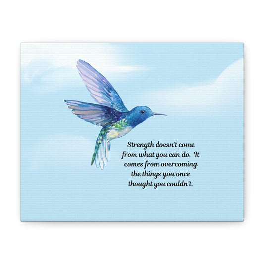 Inspirational Canvas Wall Art, Hummingbird Decor, Motivation Gift, Home Office Decoration, Strength Quote