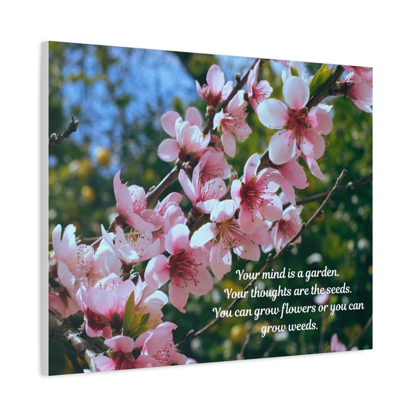 Inspirational Flower Canvas Wall Art, Nature Decor for Home, Motivational Gift, Garden Quote Print, Positive Thinking Wall Decor