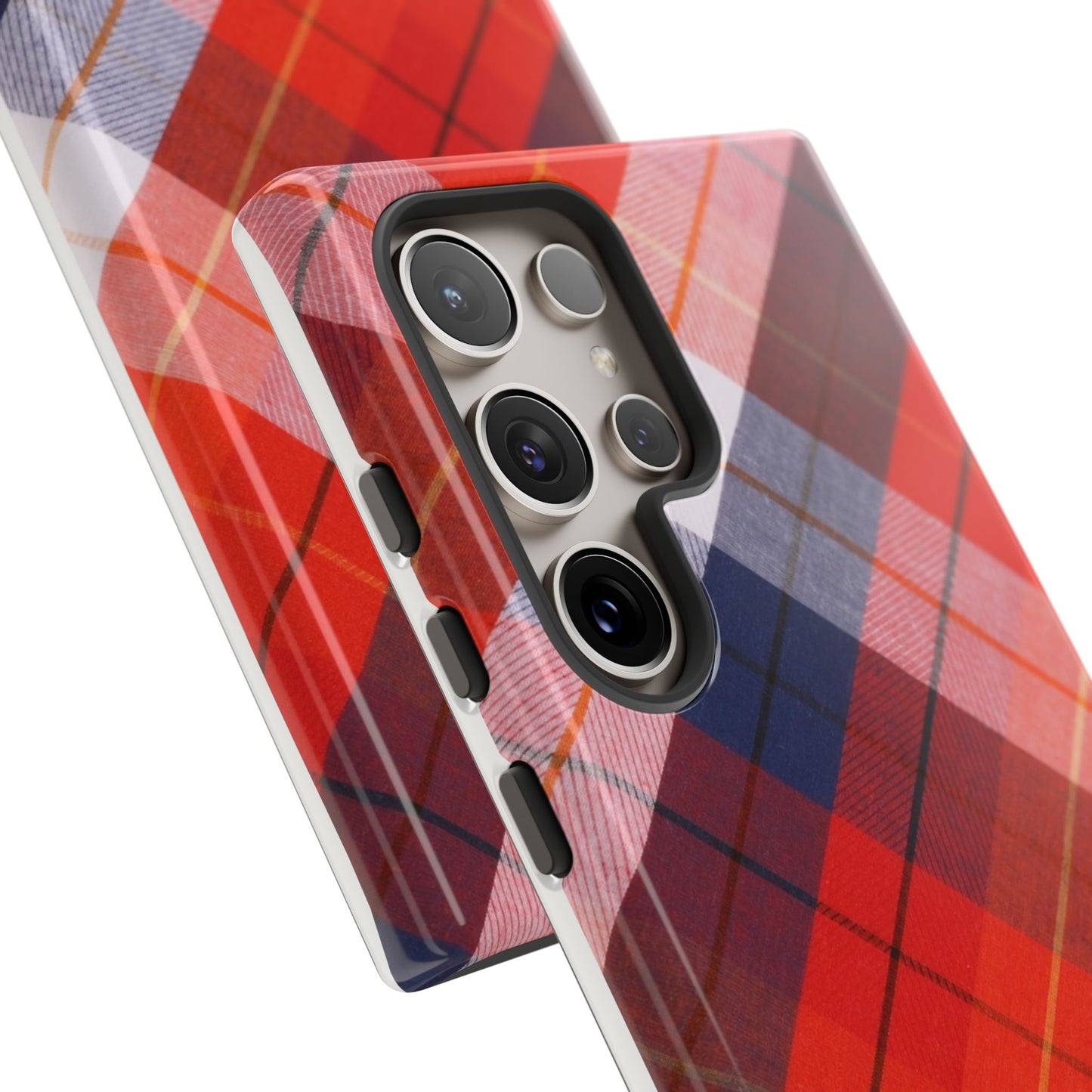 Tough Cases, Beautiful Red, White & Blue Plaid Design