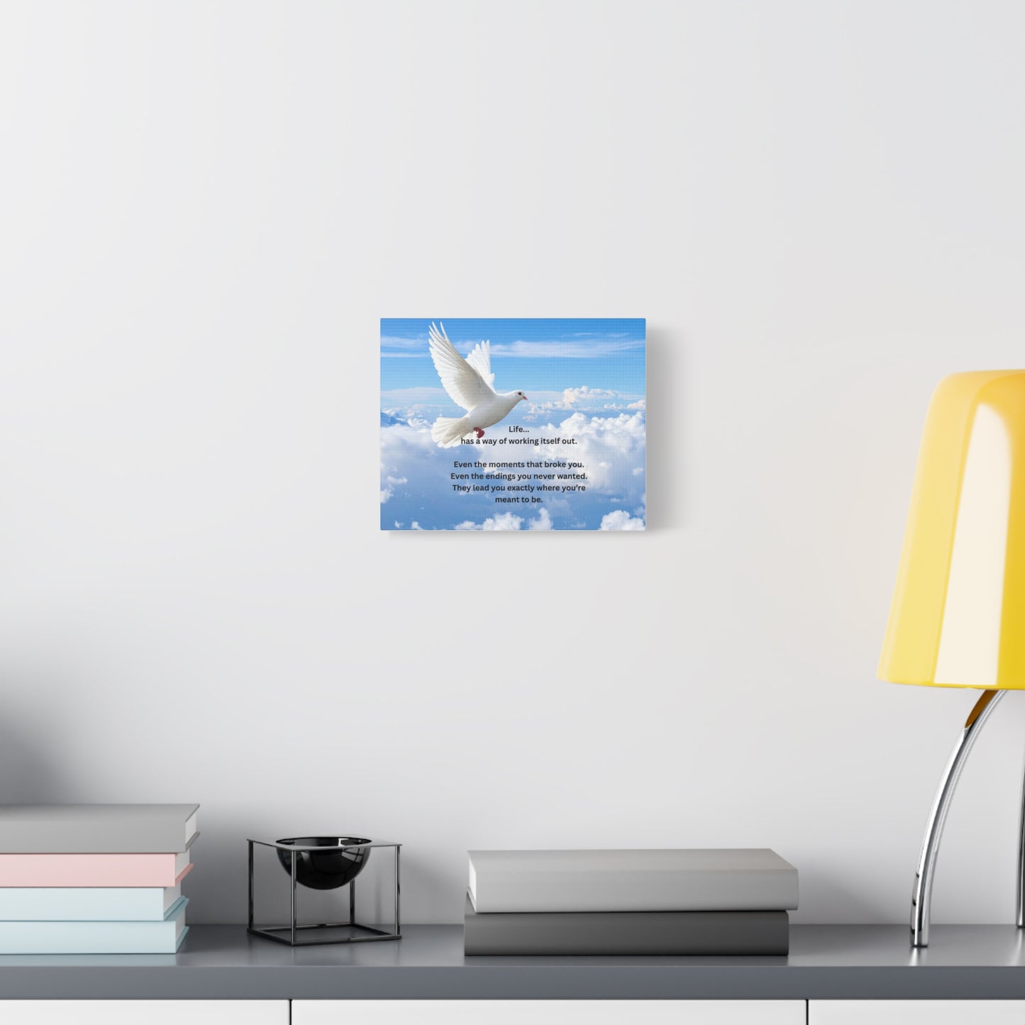 Inspirational Dove Canvas Print – 'Life... has a way of working itself out'