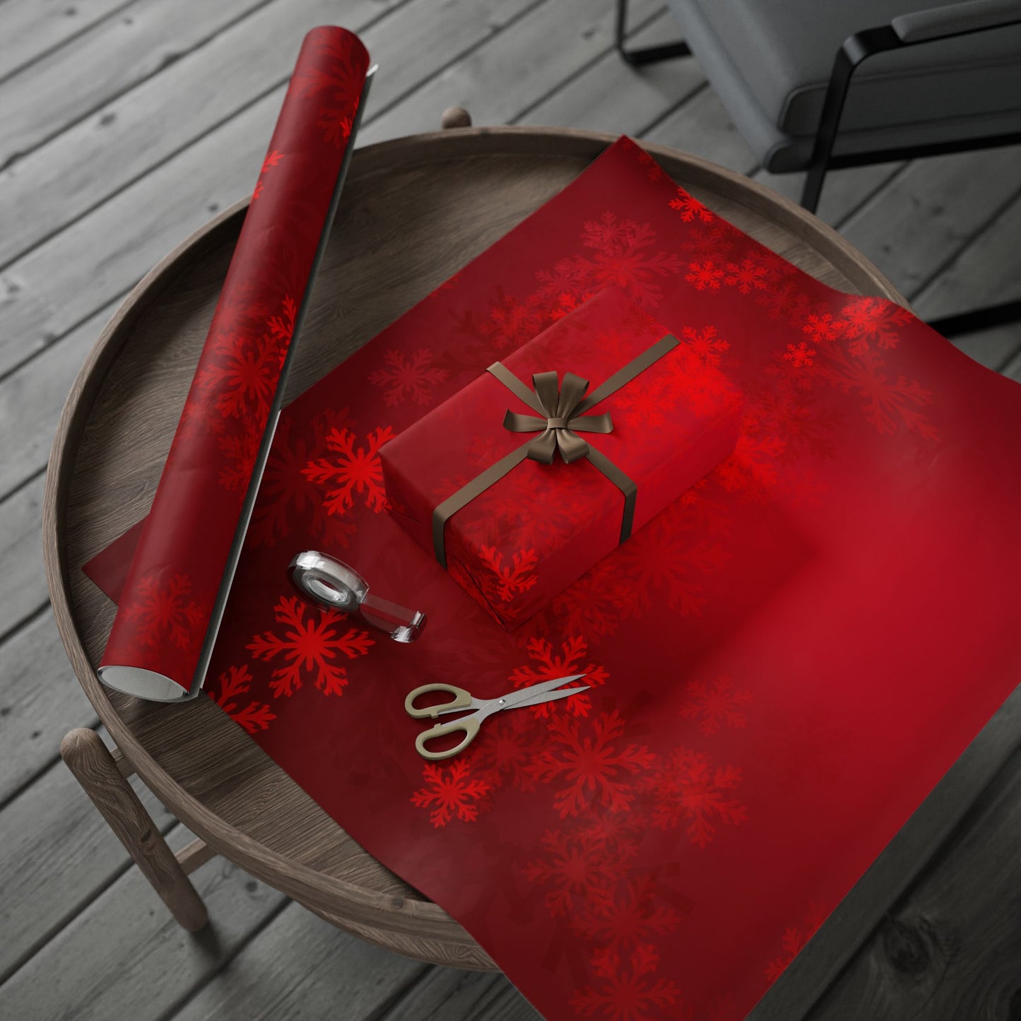 Festive Wrapping Paper, Elegant Holiday Gift Wrap, Red Snowflake Design, Premium Christmas Wrap, Birthday Party Supplies