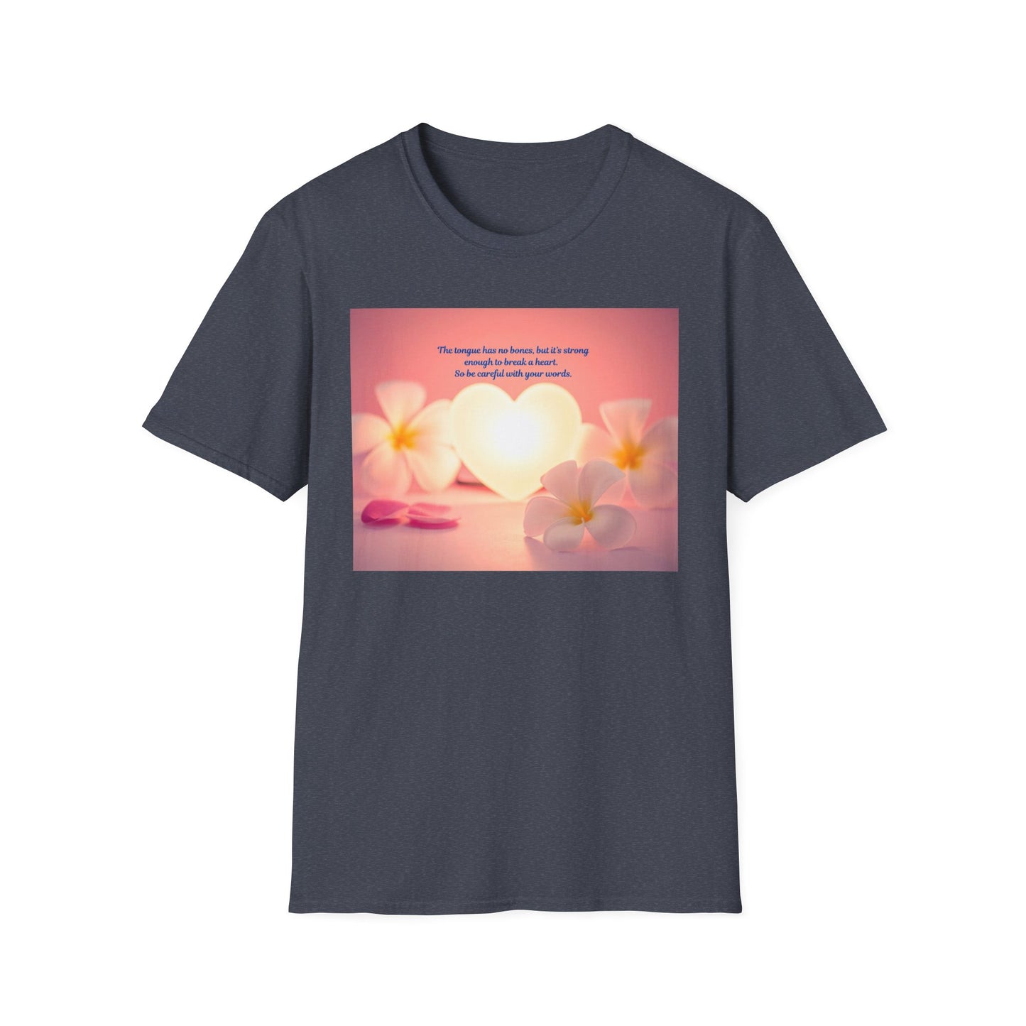 Inspirational Heart & Plumeria T-Shirt – 'The stronger the love...' Motivational Floral Tee