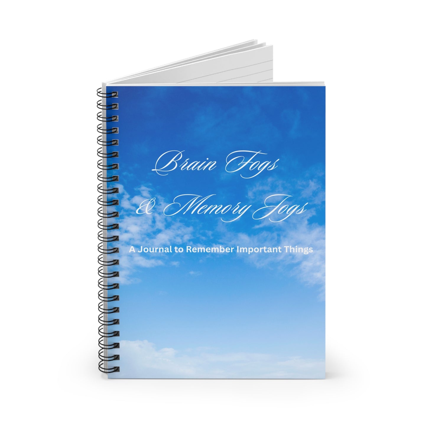 Sky Blue Spiral Notebook - Brain Fogs & Memory Jogs Journal, Gift for Students, Teachers, Writers, Dreamers, Office Supplies
