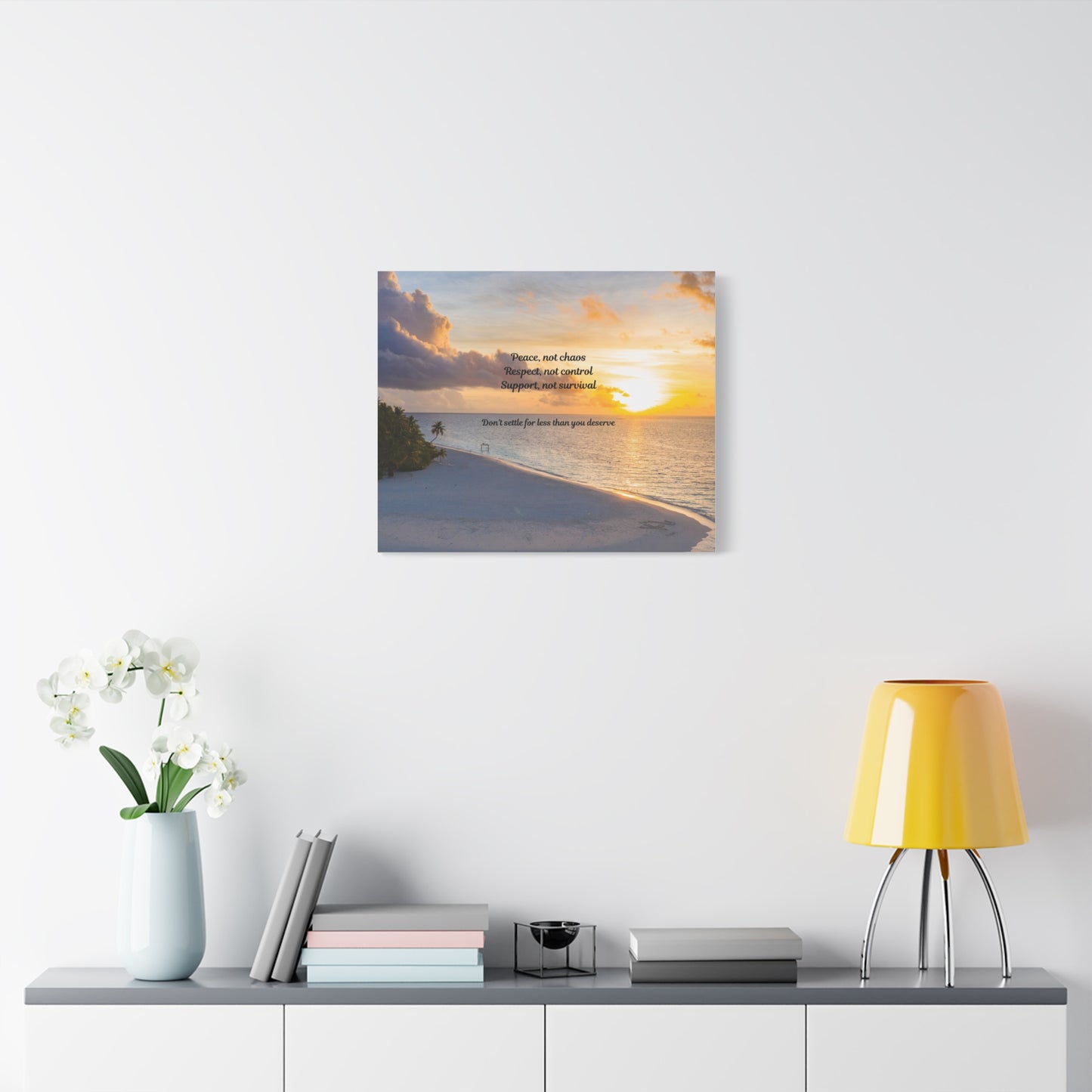 Inspirational Wall Art Canvas Print, Motivational Home Decor, Beach Sunset Art, Gift for Her, Positive Affirmation Decor