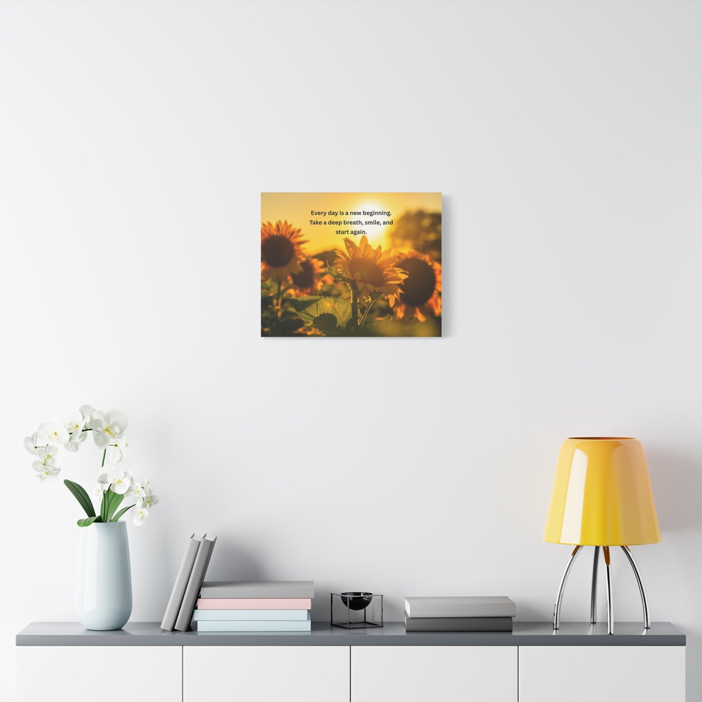 Sunflower Sunrise Canvas Print — "Every day is a new beginning" Inspirational Wall Art