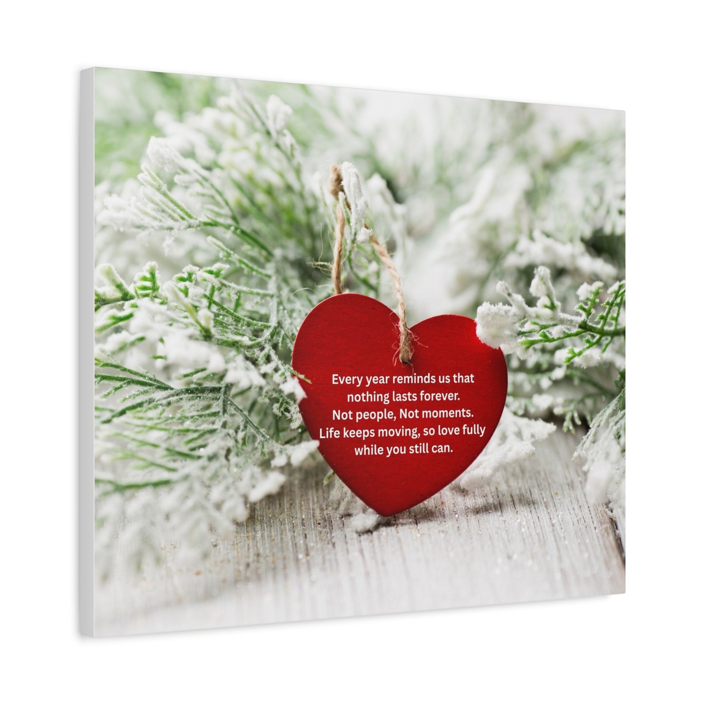 Canvas Wall Art - Red Heart Ornament with Inspirational Quote (Matte Stretched Canvas)