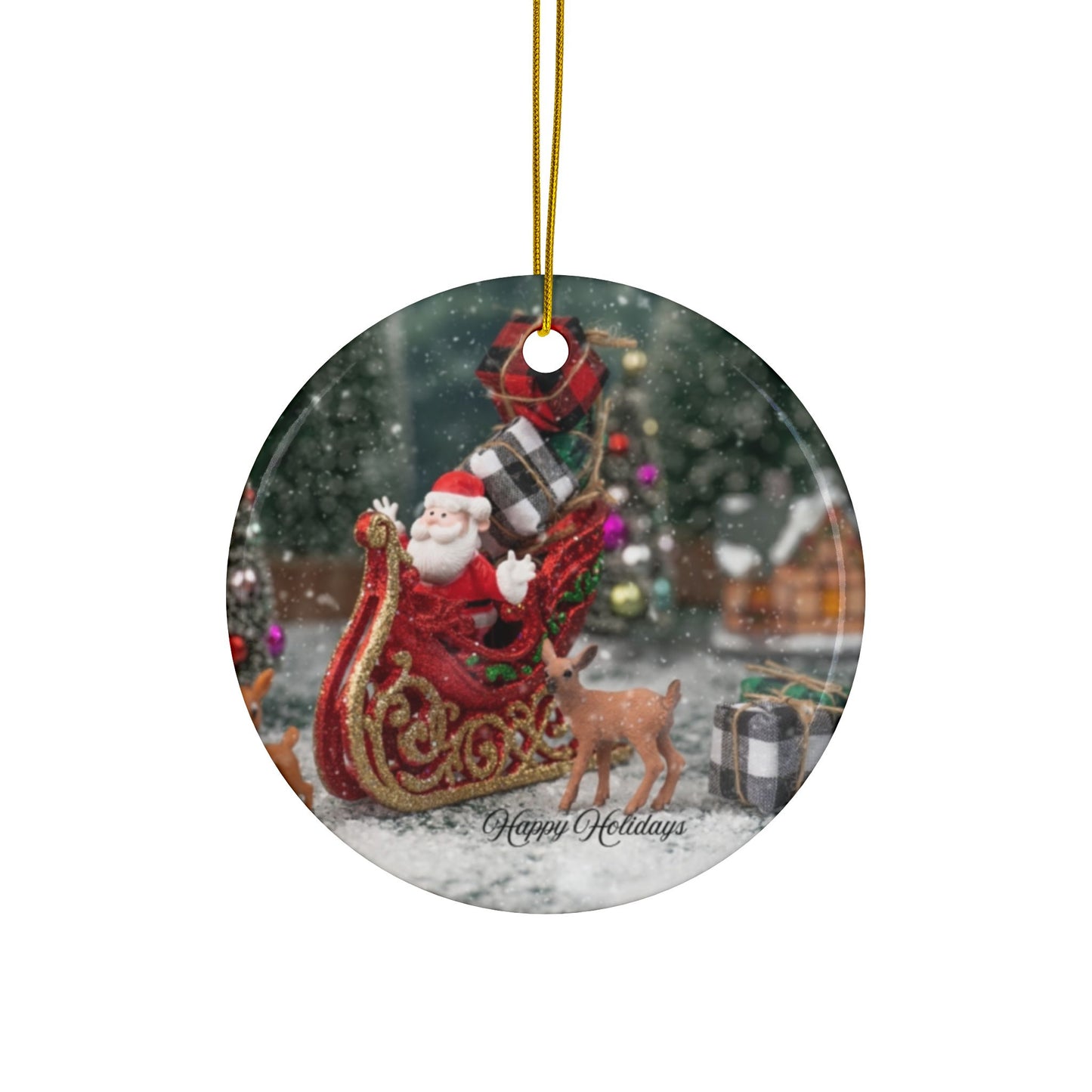 Christmas Ceramic Ornaments - Double-Sided Holiday Decorations, Custom Gifts for Tree, Home Decor, Festive Hanging Ornaments