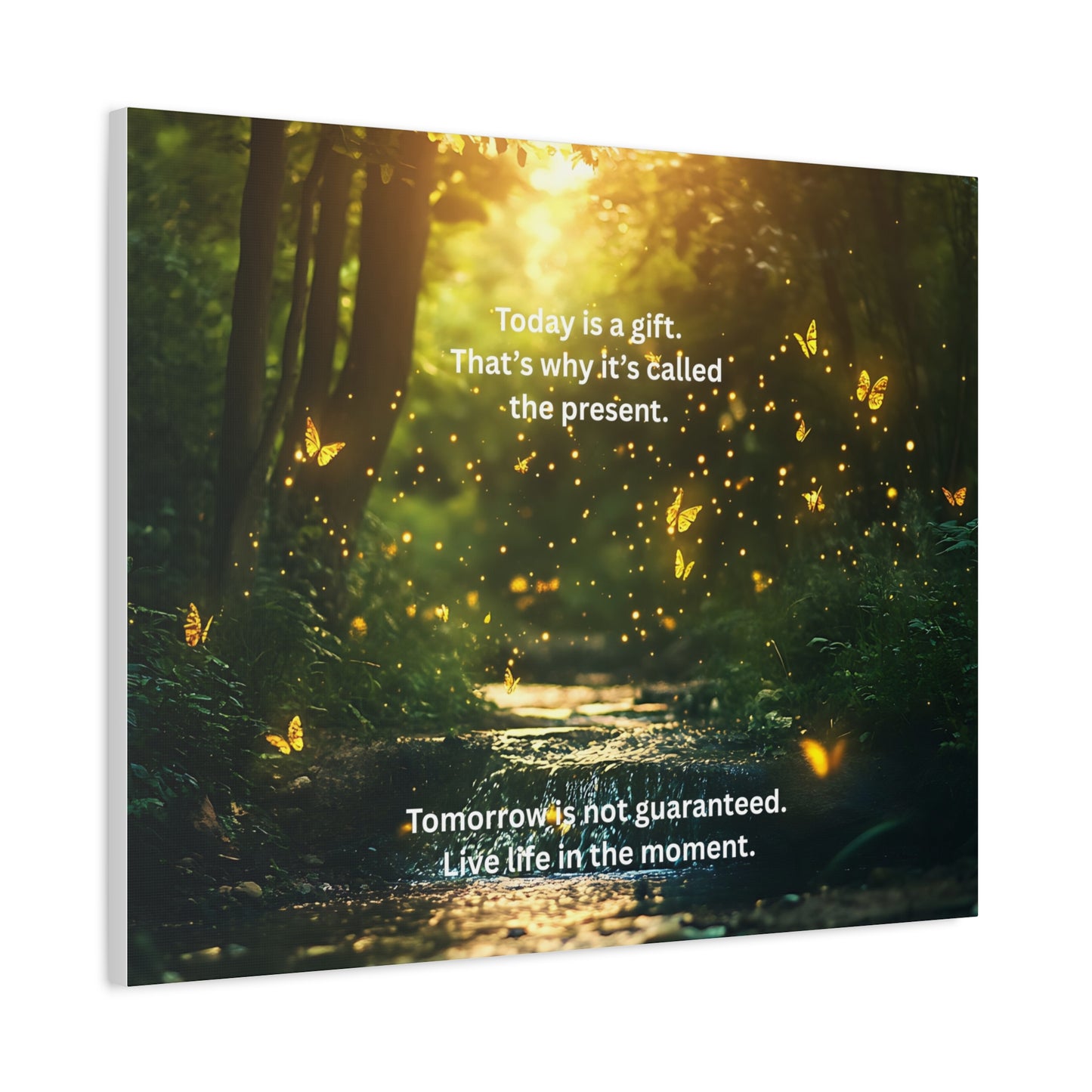 Inspirational Forest Canvas — "Today is a gift... the present" Wall Art