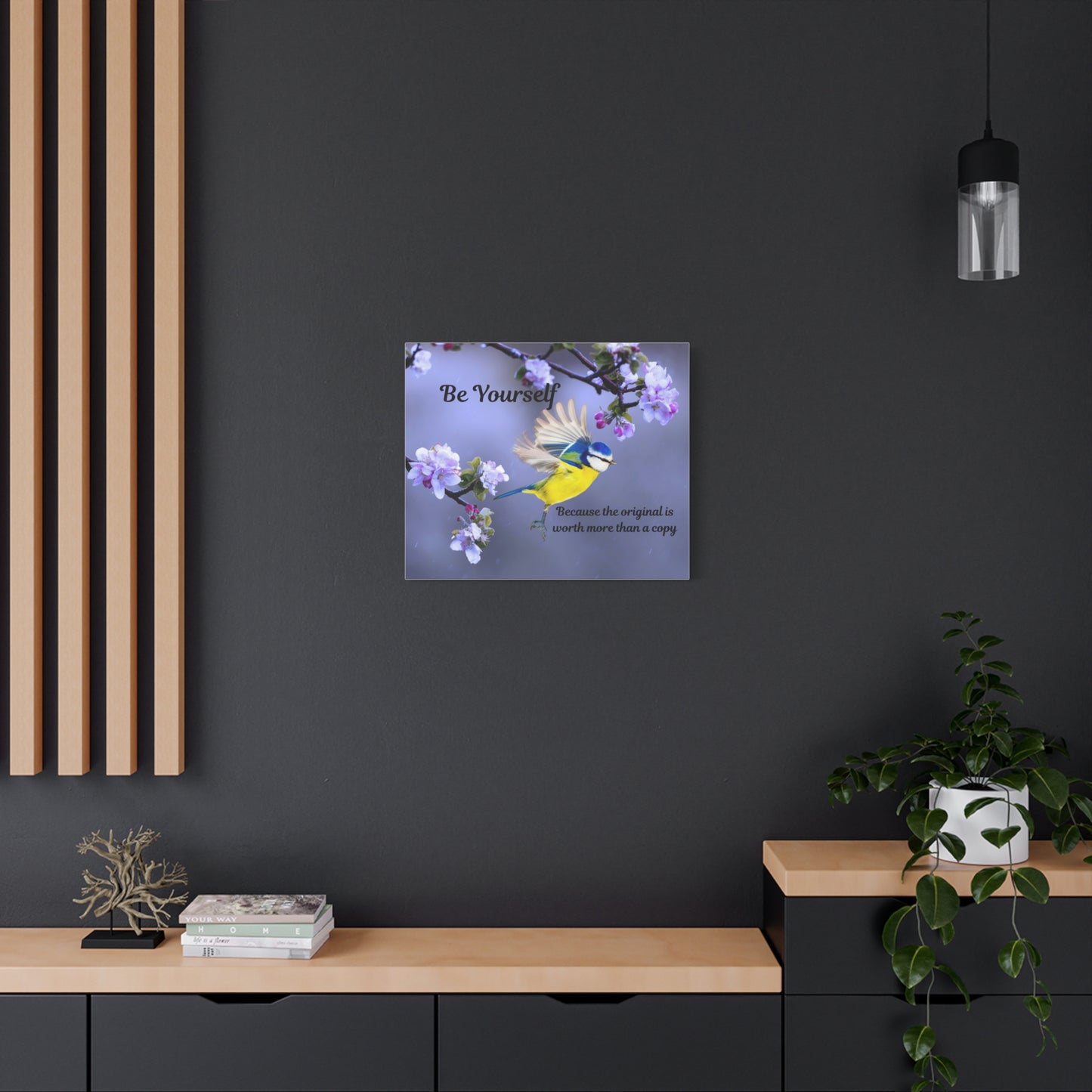Inspirational Bird Canvas Wall Art, Be Yourself Quote, Home Decor, Nature Lover Gift, Motivational Artwork, Unique Gift for Her