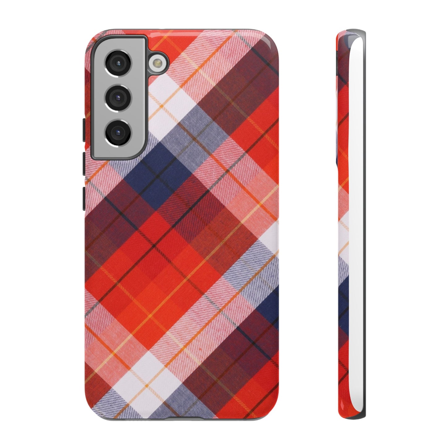 Tough Cases, Beautiful Red, White & Blue Plaid Design